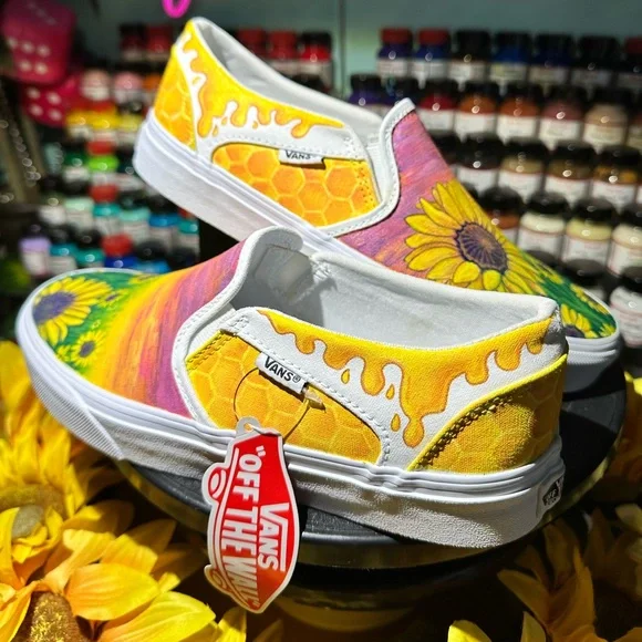 Custom painted Sunflower Vans Size 8 women’s - Picture 4 of 5